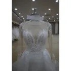 2022 Wholesale Custom Tulle Fabric Long Sleeves Wedding Dresses Bridal Gown For Women
