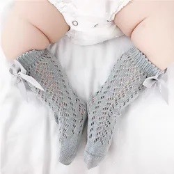 wholesale 2021 spring baby socks Girls Knee High pantyhose Royal bow spanish style Toddlers Tube Socks Kids Hollow tights