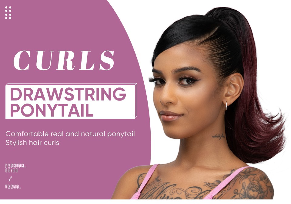 SARLA Wholesale 14 Inch Heat Resistance Synthetic Fiber Silky Straight Wave Drawstring Ponytail Extension For Black Women
