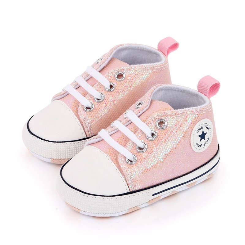 Kids Girls Boy Child Canvas Newborn Anti Slip Sequins Shoe Casual Baby Sport Court Sneakers Toddler Shoes