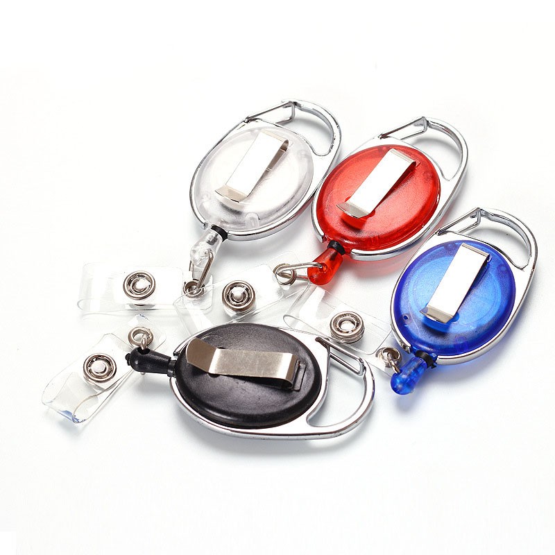 Durable Carabiner Retractable Badge Reel With Back Clip Key Ring ID Card Yoyo Badge Holder Keychain