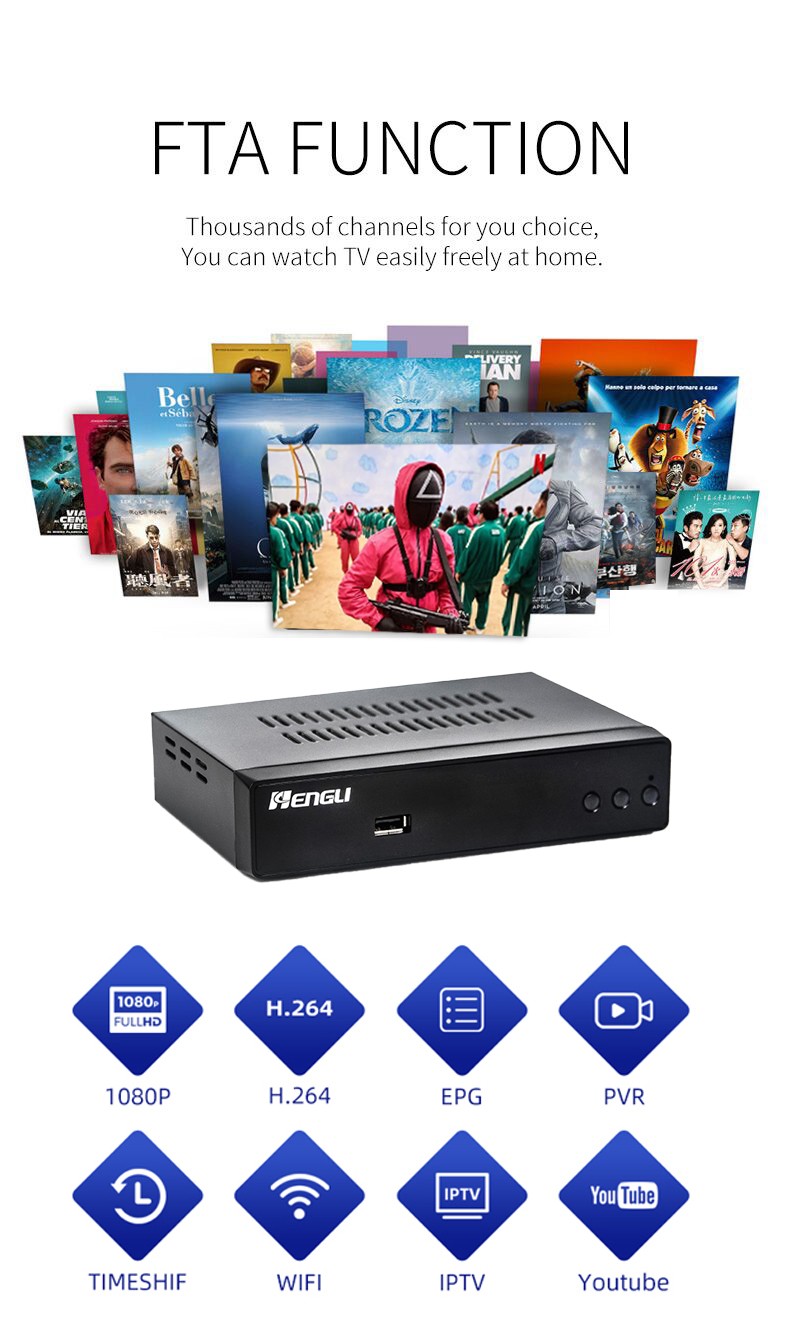 OEM Factory Europe market digital tv decoder hevc h.265 dvbt2 tv receiver dvb-t2 set top box
