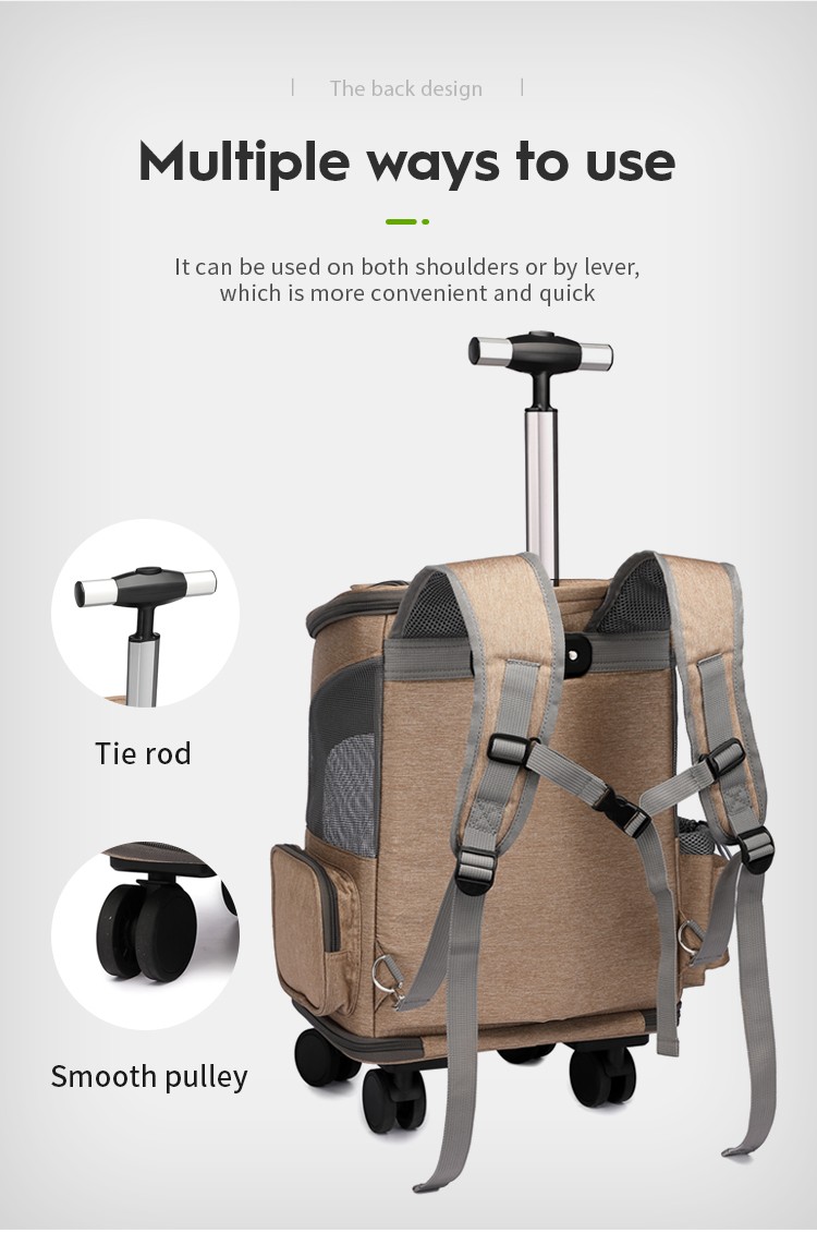 Pet Supplies Multifunctional Foldable Rolling Backpack pet trolley bag cat dog backpack