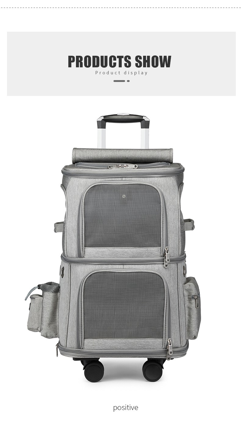Wholesale Breathable pet double layer pull rod package household out line pet carrier airline approved Pet cat and dog pack