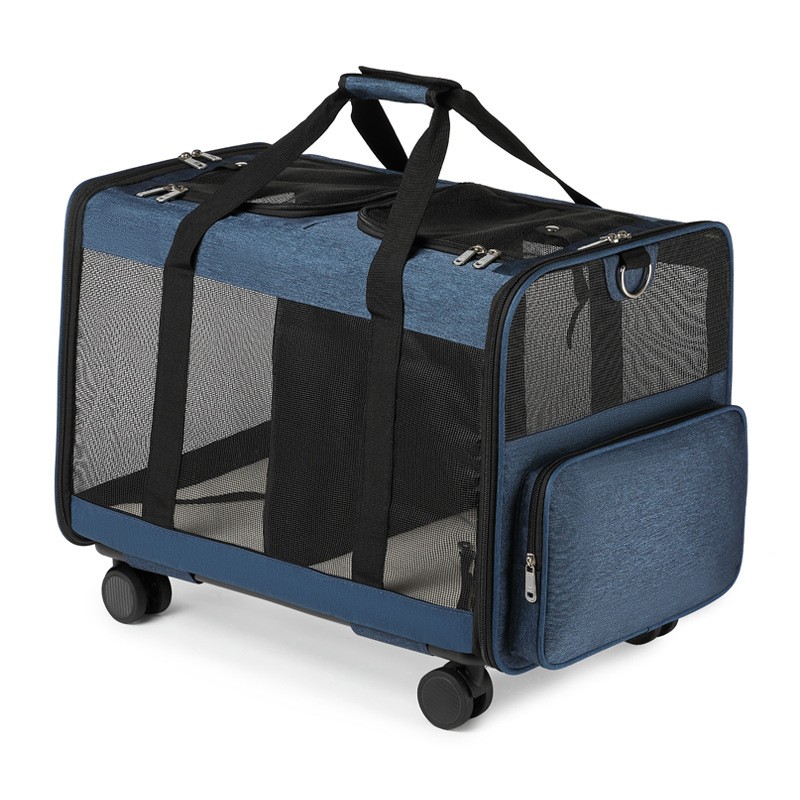 Stylish breathable pull-bar folding Outdoor Dog Carrier Bag pet carrier airline approved Pet Travel Carrier Pet stroller bag