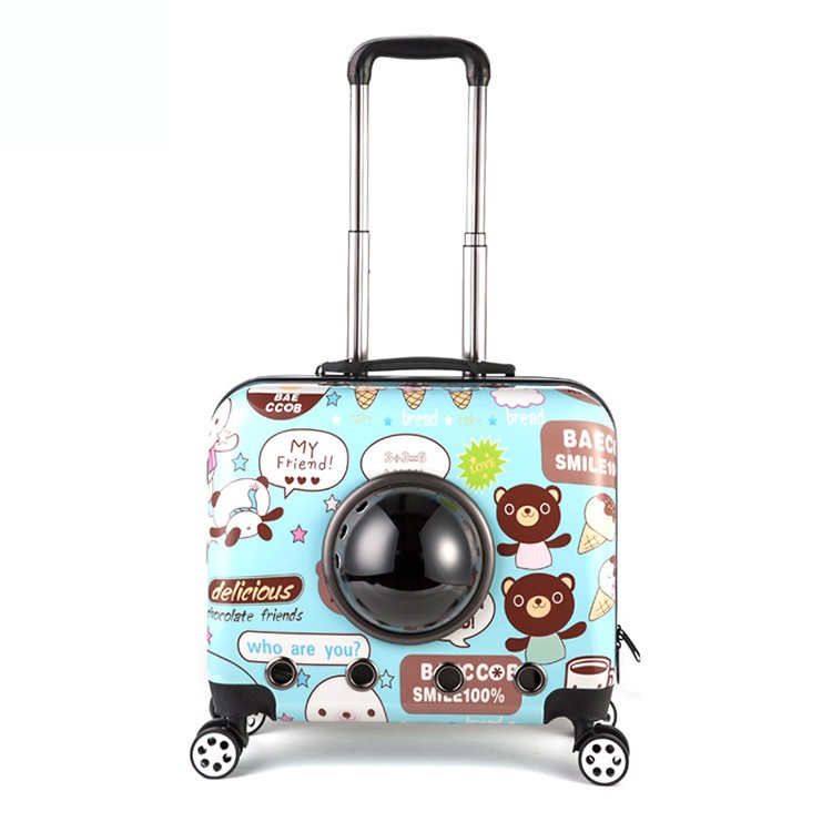 Pet Supplies Multi-functional Rolling Luggage Acrylic mochilas cat Carrier trolley backpack for travelling strolling outdoor