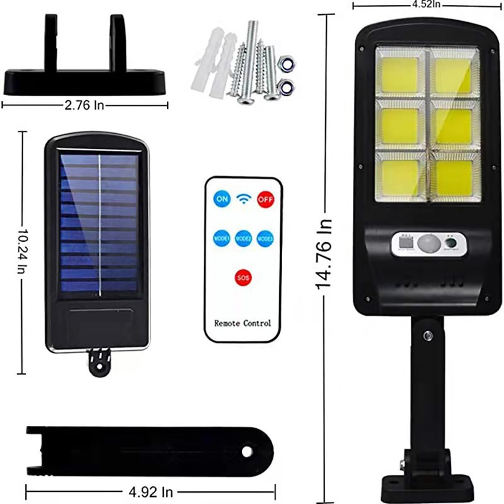 6 COB 2400mAh Remote Control Outdoor Motion Sensor Street Light 2 In 1 LED Solar Security Lights