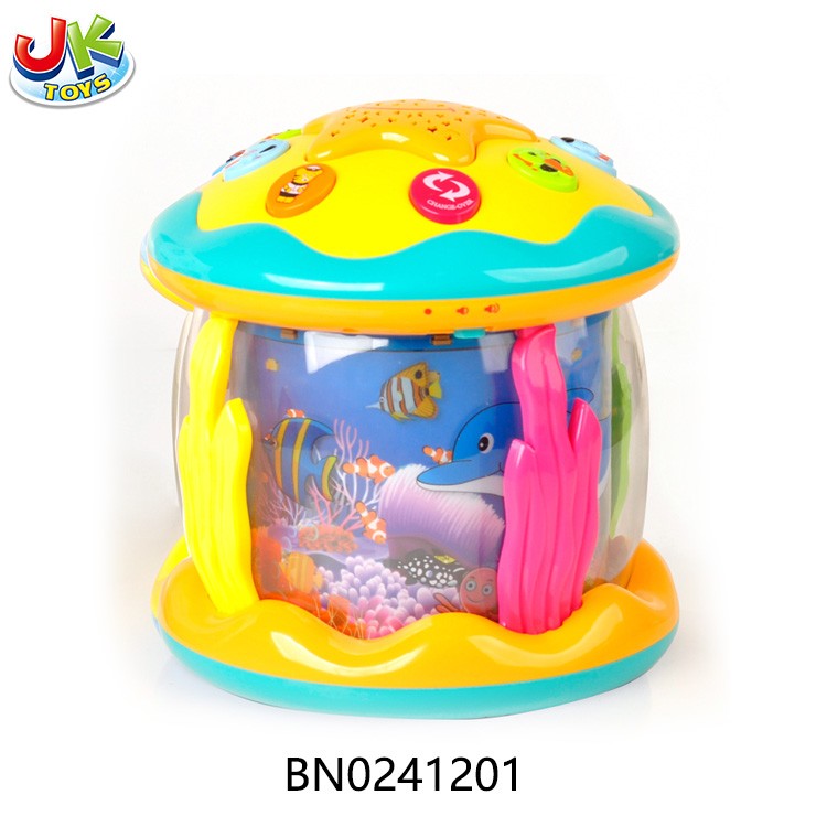 Sea Paradise Baby Educational Toy Rotate Projector Drum Toys With Music