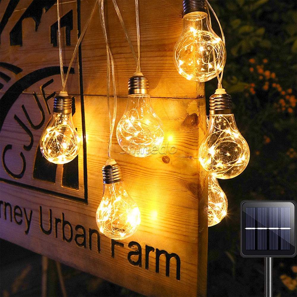 LED solar light string G50 bulb copper wire lights holiday Garden courtyard decoration waterproof LED bulb light string