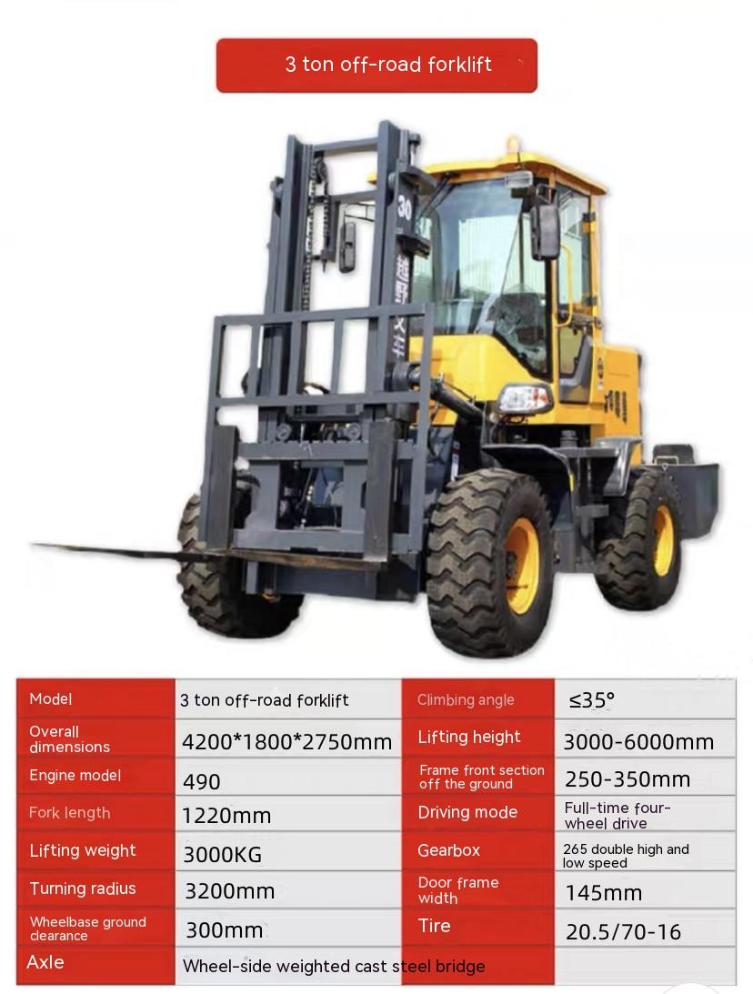 5ton 4m diesel off-road forklift rough terrain fork lifts for timber forestry