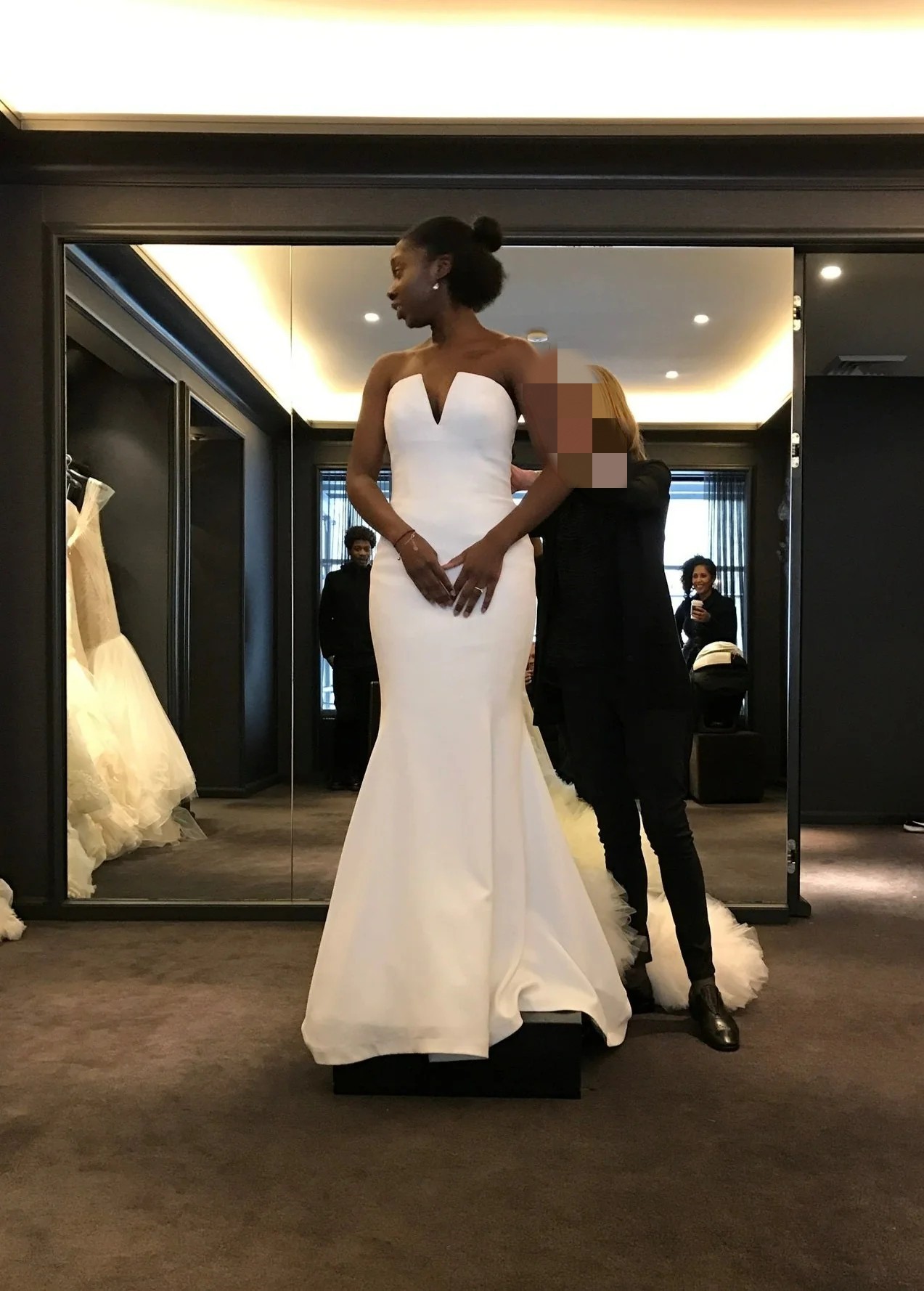 elegant classy african bridal dress silk crepe Soft white wedding gown mermaid wedding dress detachable train pin up