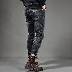 Men's jeans Indigo Selvage Washed Pants Thick Raw Denim colors Jean black blue colour pants for men slim