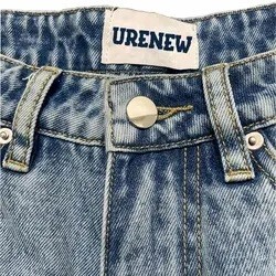 Custom 3D Embossed Logo Distressed Applique Rips Cut And Sew Acid Wash Stacked Casual Pants Ripped Denim Jean Men's shorts