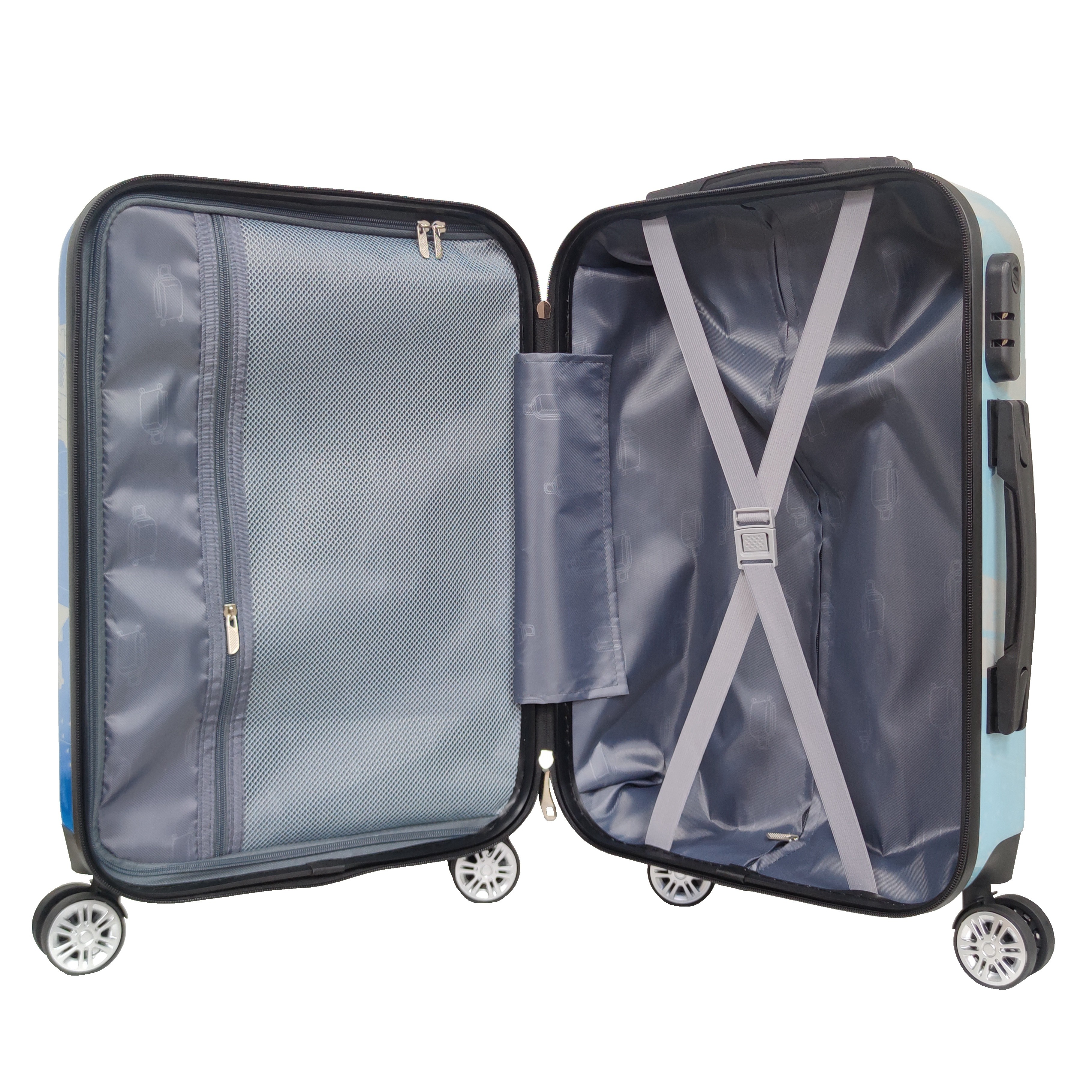 Customized ABS+PC Printing Luggage 20+24+28inch 3 Pieces Wholesale Luggage Set Travel Trolley Suitcase Bag
