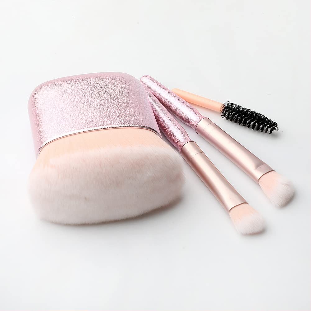 Makeup Brushes With Mirror Set 4 in 1 Mini Cosmetic Brushes Kit Foundation Brush Makeup Tool