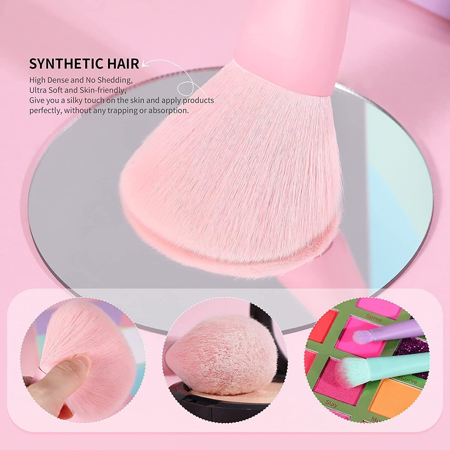 17 Pieces Morandi Makeup Tools Kit Face Powder Kabuki Brush Foundation Blush Eye Shadow Concealer Brush Kit Makeup Brush Set