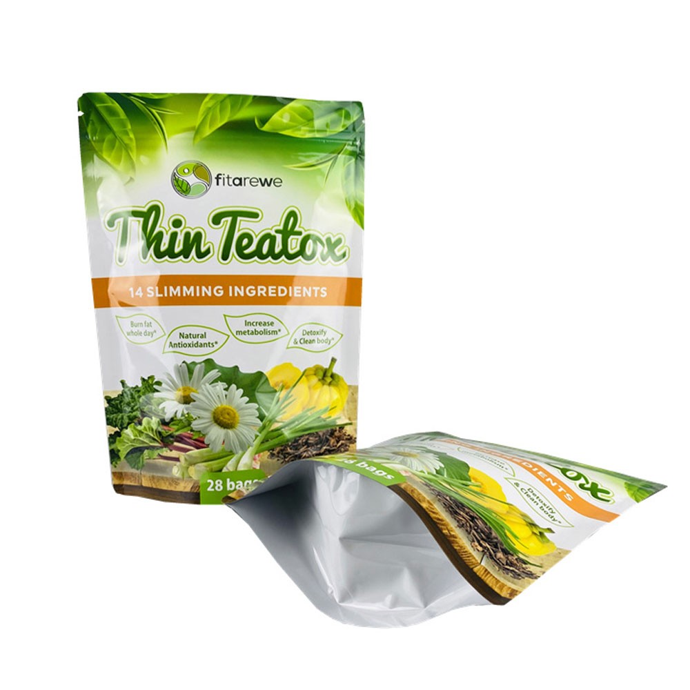 Spice plastic packaging for coconut sugar custom print food package plastic ziplock pouch bag tea bag