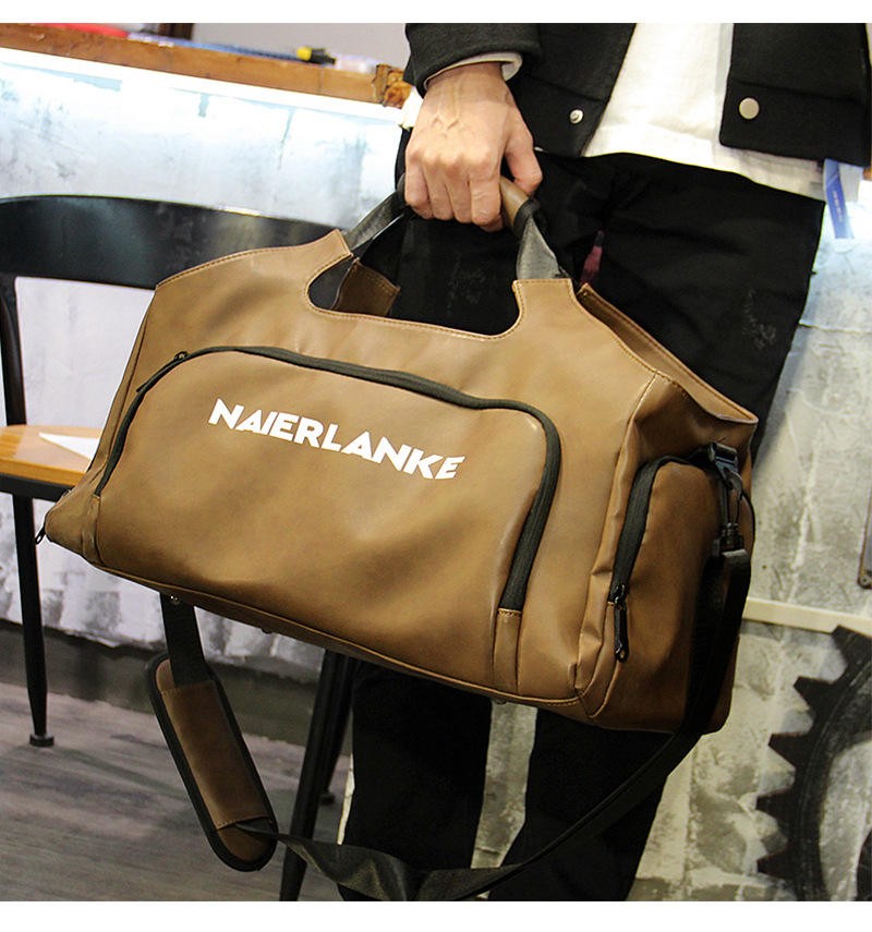 factory custom portable duffel gym sports Bags Brown tote shoulder bags men travel gym duffel bag with shoes compartment