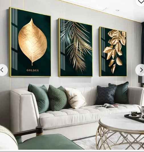Golden Leaf Art Abstract Decorative Wall Painting For Home Decor Hotel