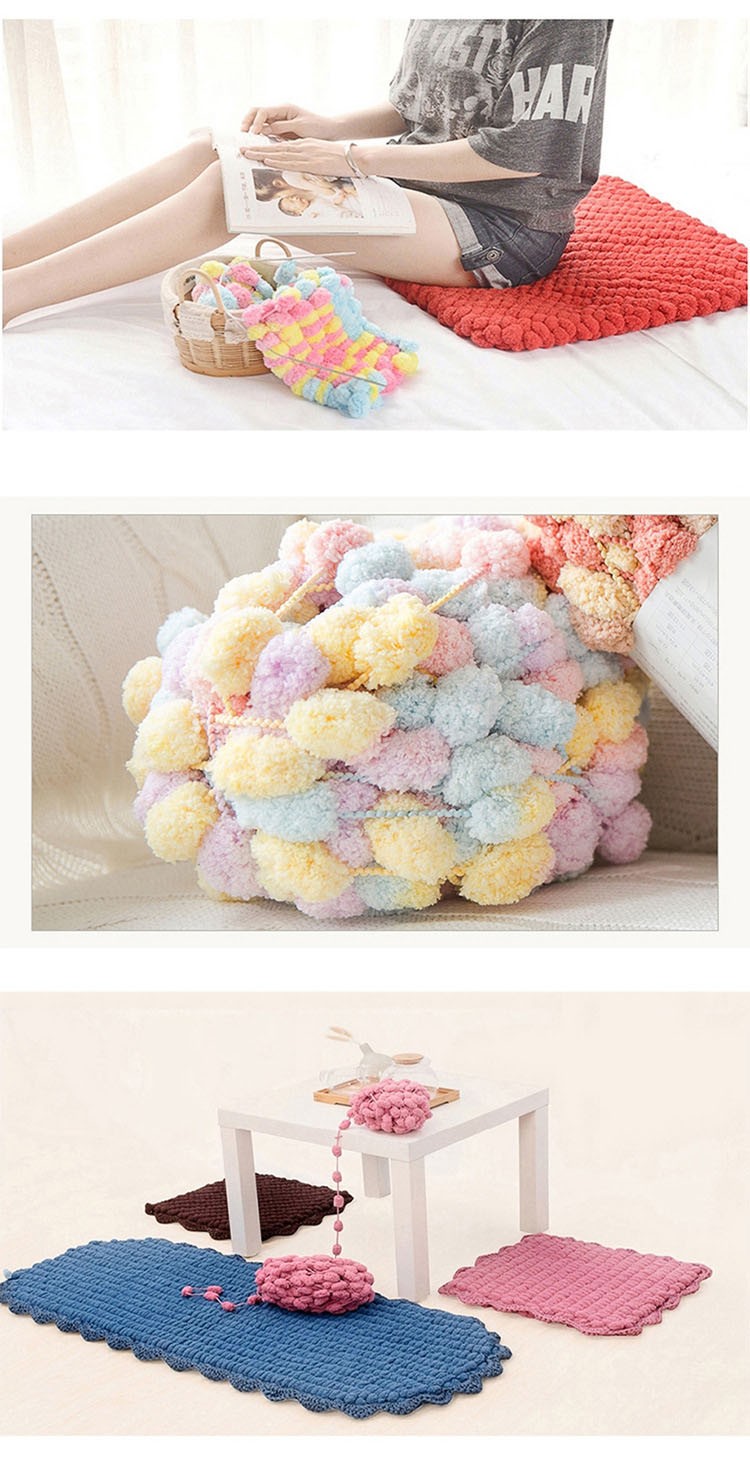 China Wholesale Charmkey Polyester Pompom Yarn Knitting Yarn For Sweater And Scarf