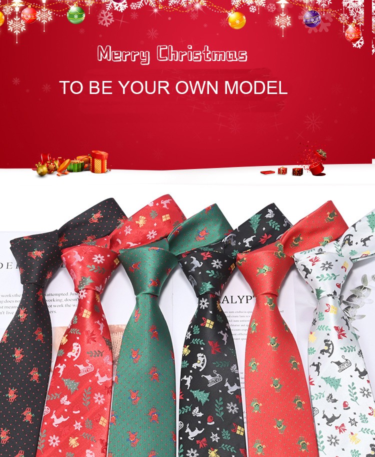 Newly Fashion Custom OEM & ODM Winter Holiday Santa Neckties Men's Christmas Elk Single Ties