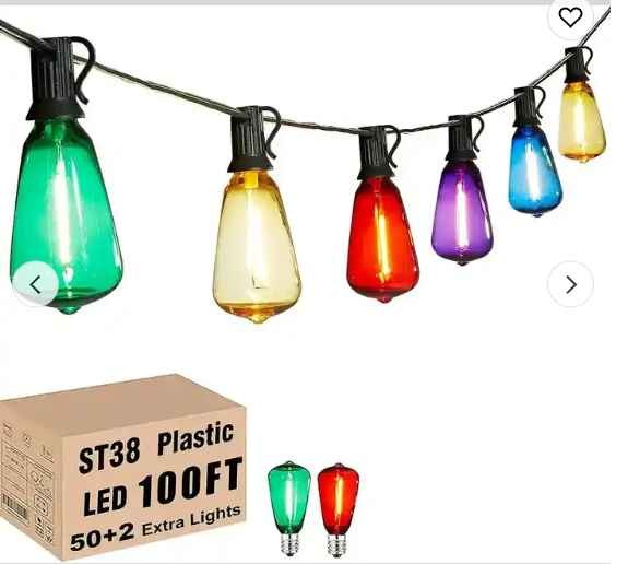 ST38 Colorful LED String Lights Indoor Outdoor Commercial Grade Garden Patio Backyard Holiday String Lighting