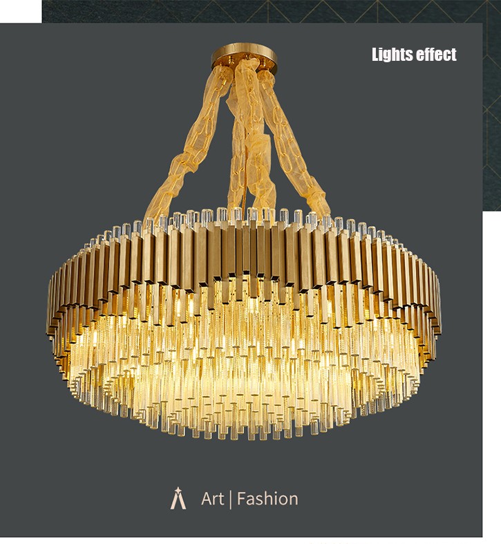 Wholesale Stainless Steel Modern Chandelier Light Luxury Led Crystal Chandelier Golden Color Chandelier