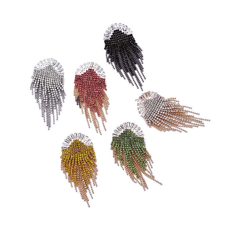 Popular Rhinestone Tassel Stud Earrings Brass Beads Chain Tassel Drop Earrings for Anniversary Engagement Gift Party Wedding
