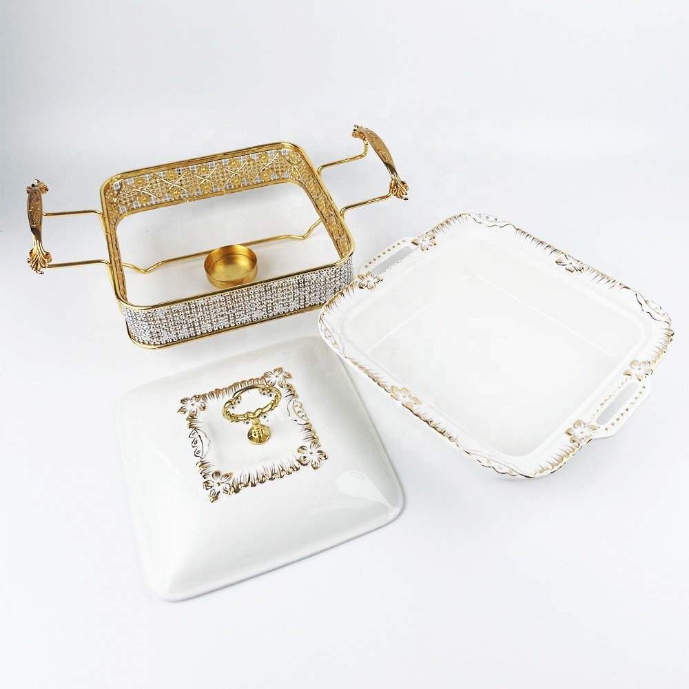 2.8L Ceramic Food Warmer Buffet Chafing Dish Wedding Equiment diamond Commercial Food Warmer set buffet heater