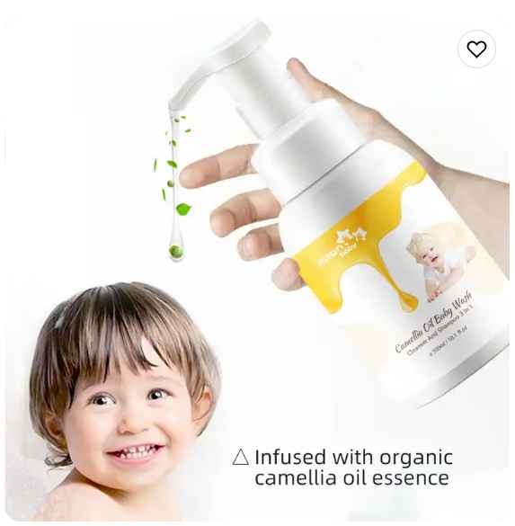 Private Label Camellia Oil Baby Cleanser Body Wash And Shampoo 3 In 1 100% Natural Organic Baby Bubble Bath and Body Wash