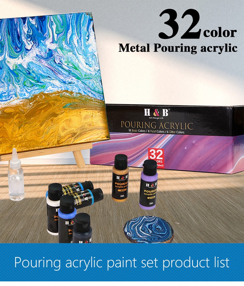 Professional 32color artist acrylic pouring paint kit