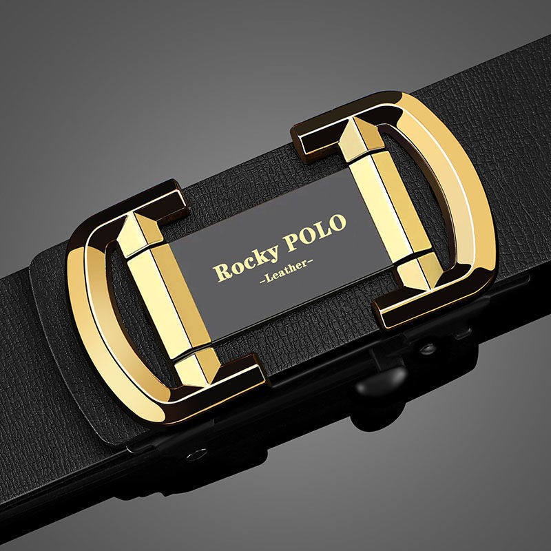 Genuine Leather Belt Cowhide Belt Straps Alloy Automatic Buckle black Belt for Man