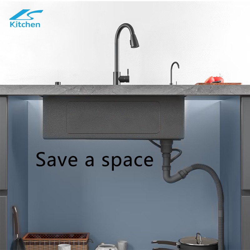 Tiktok Trends Metal Grey Stainless Steel Kitchen Sink Sets with Flying Rainfall Faucet