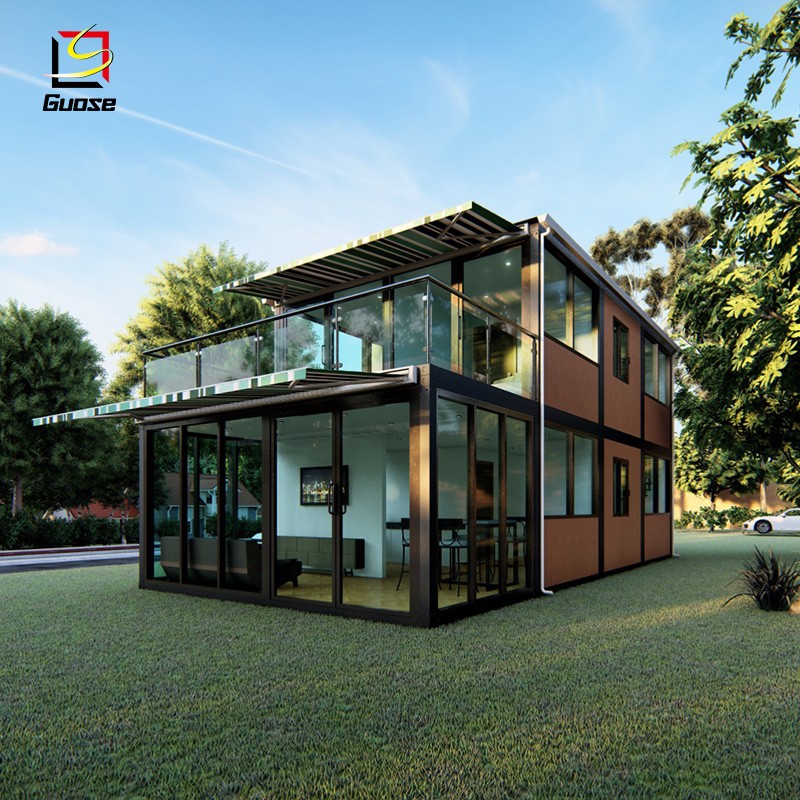 Hot selling easy assembly fabricated two-story home solar powered prefab house container