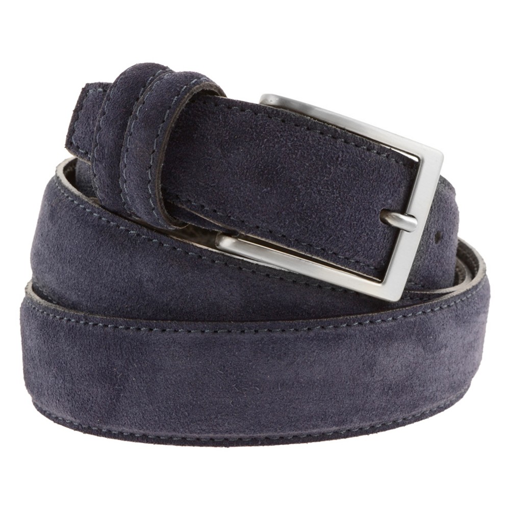 Highest quality handcrafted Blue suede luxury men belts of famous Italian manufacturer for sale 6 pcs in a box