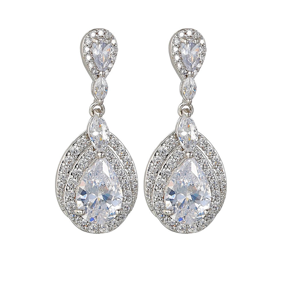 wedding eardrops fashion trendy jewellery dangling bling stud big zircon earrings