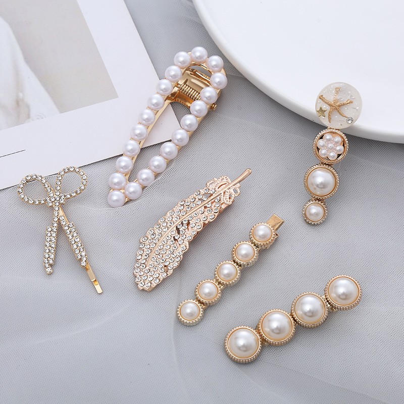 Fashionable butterfly hair accessories lady girls pearl tassel hair claw clip