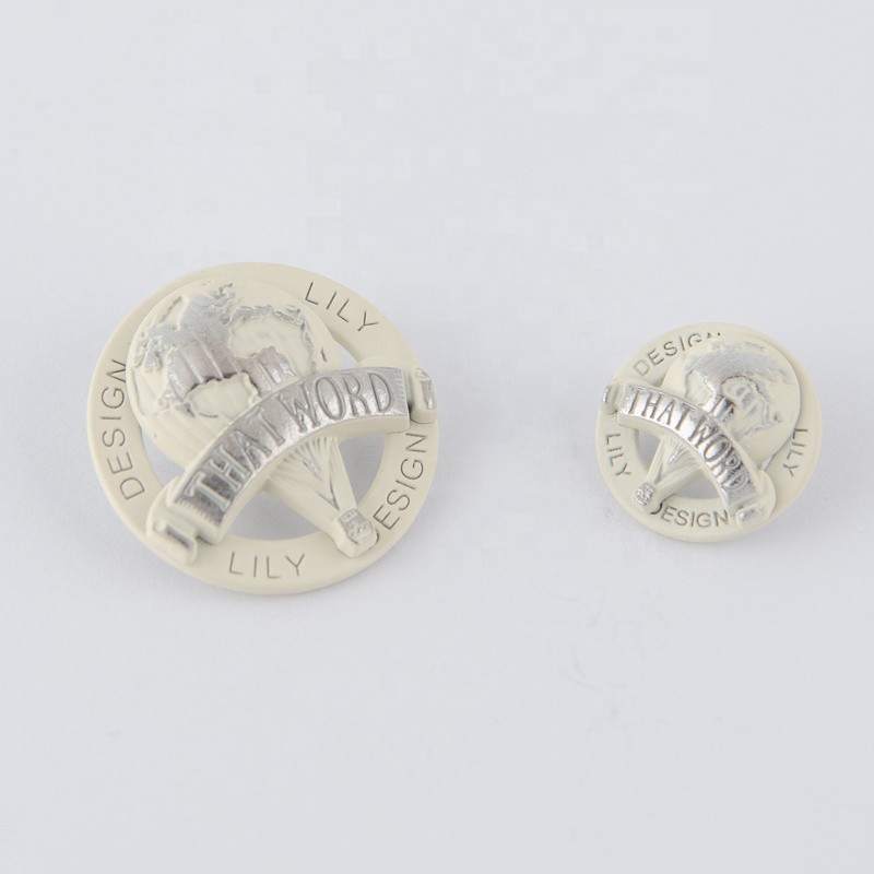Custom Logo Alloy Metal Carved White Shank Button