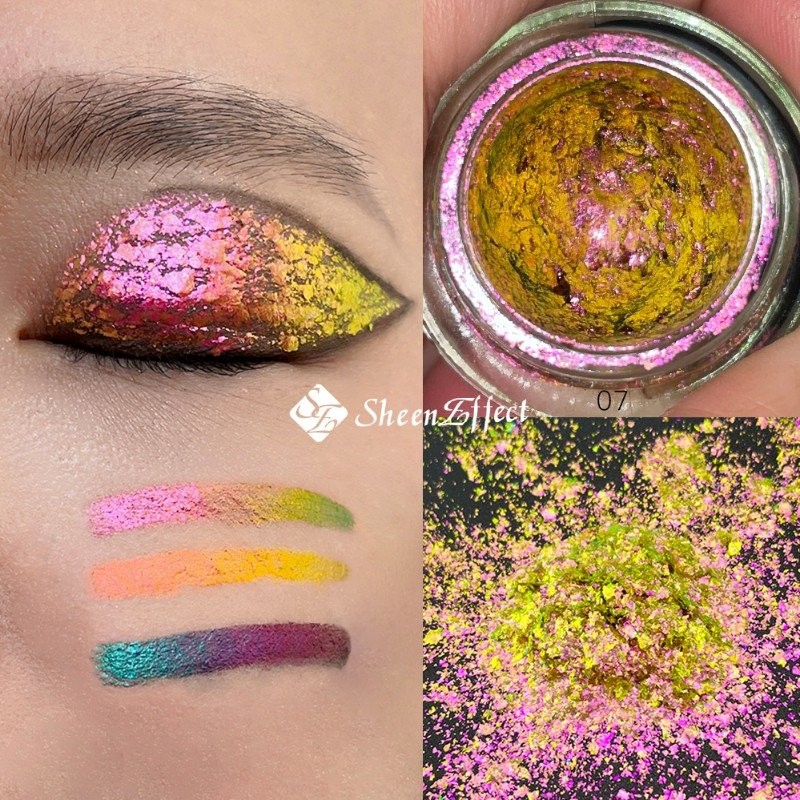 Eye shadow cosmetics makeup sets highend chameleon Multi chrome flakes cream chameleon gel eyeshadow