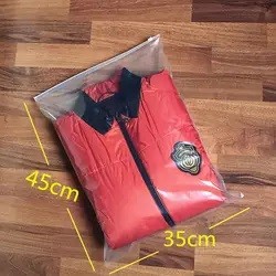 OEM Resealabel Printed Slider Clear Zipper Garment Shirt Bag Transparent Slide Zip Lock Plastic Carton Clothing Packaging CPE