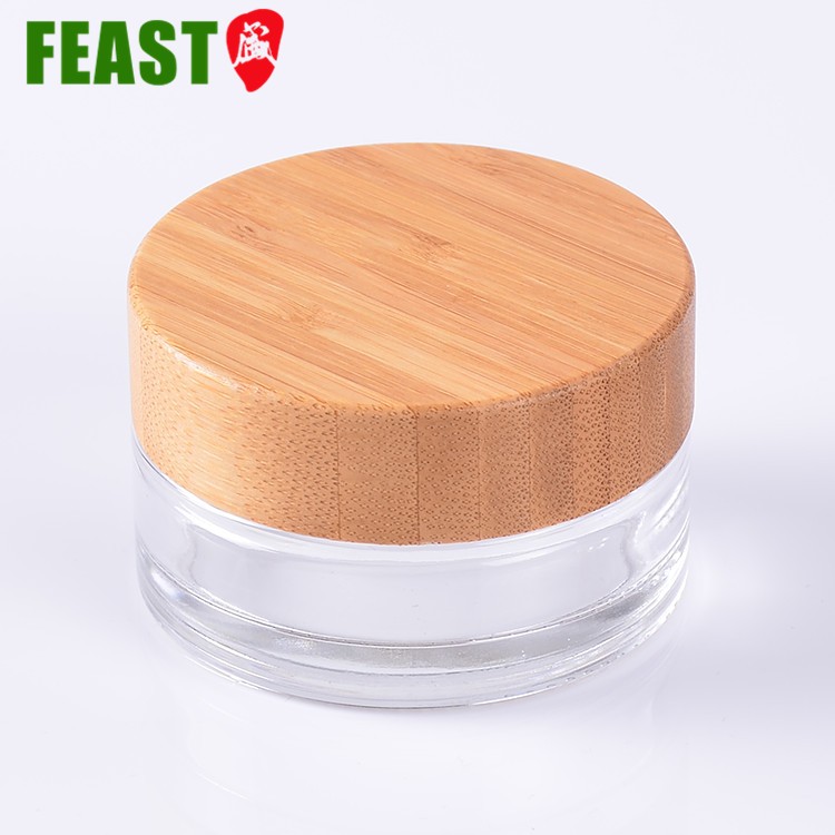 Biodegradable Eco Bamboo Glass Cream Jars With Wooden Cap