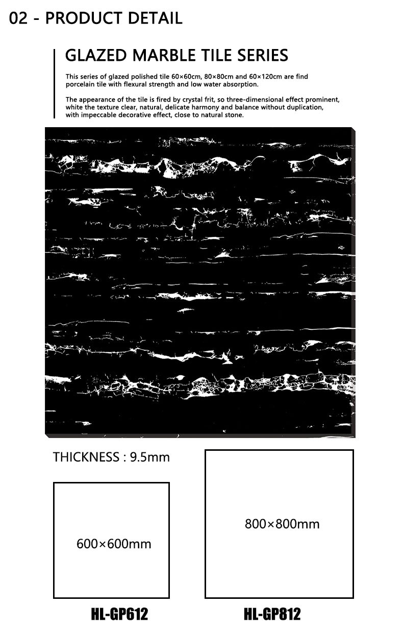 Foshan HILITE Ceramics Black 600x600 800x800mm Glazed porcelain tiles for floor