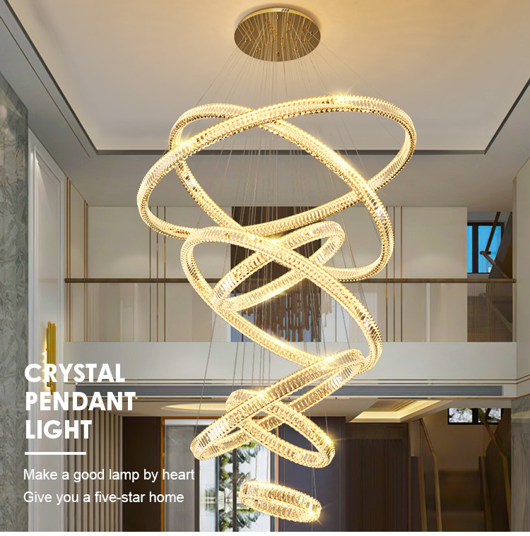 HUIHANG New Design Indoor Decoration Hotel Lobby Banquet Villa Crystal LED Chandelier Pendant Light