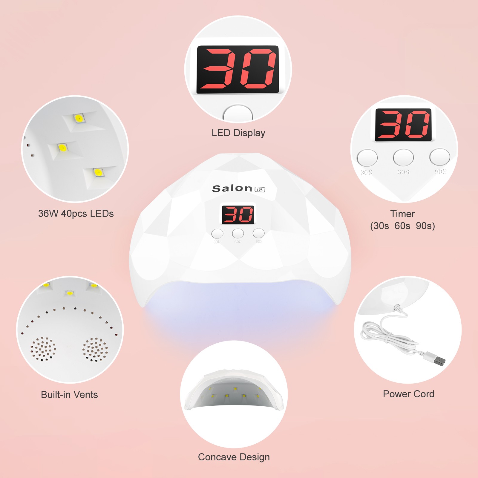 2023 New 45LED 80W Cheaper Top Sale Uv Gel LED Nail Uv Lamp Nail Dryer Max White Light Power Timer Plastic Color ABS