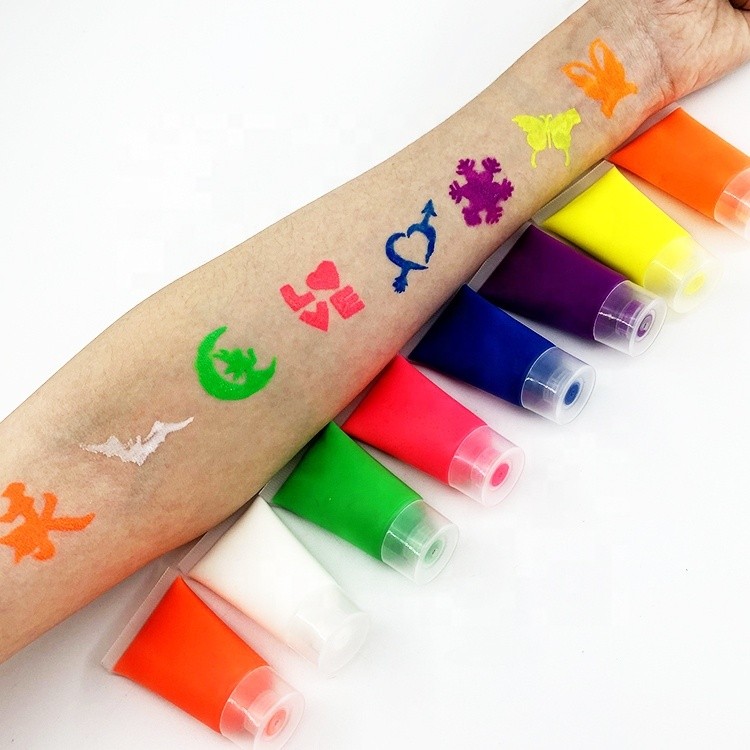 China face paint neon uv glow paint washable fluorescent glow in the dark colors face and body paint kit for kids
