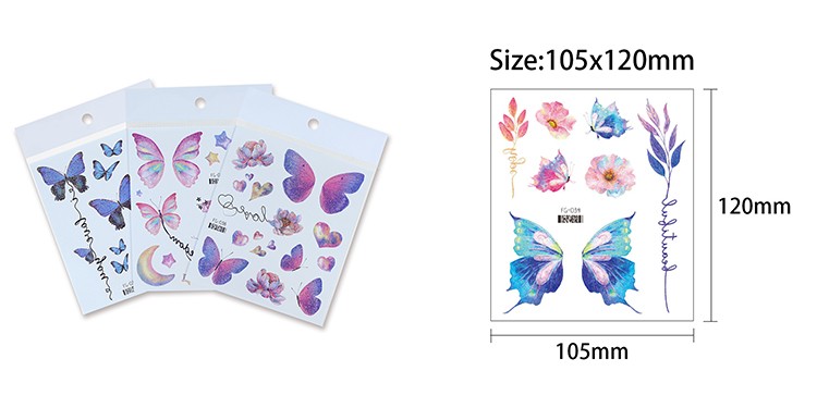 FG 029-040 Butterfly tattoo Wholesale Variety Patterns glitter powder Temporary cartoon Tattoo Sticker children Body Art