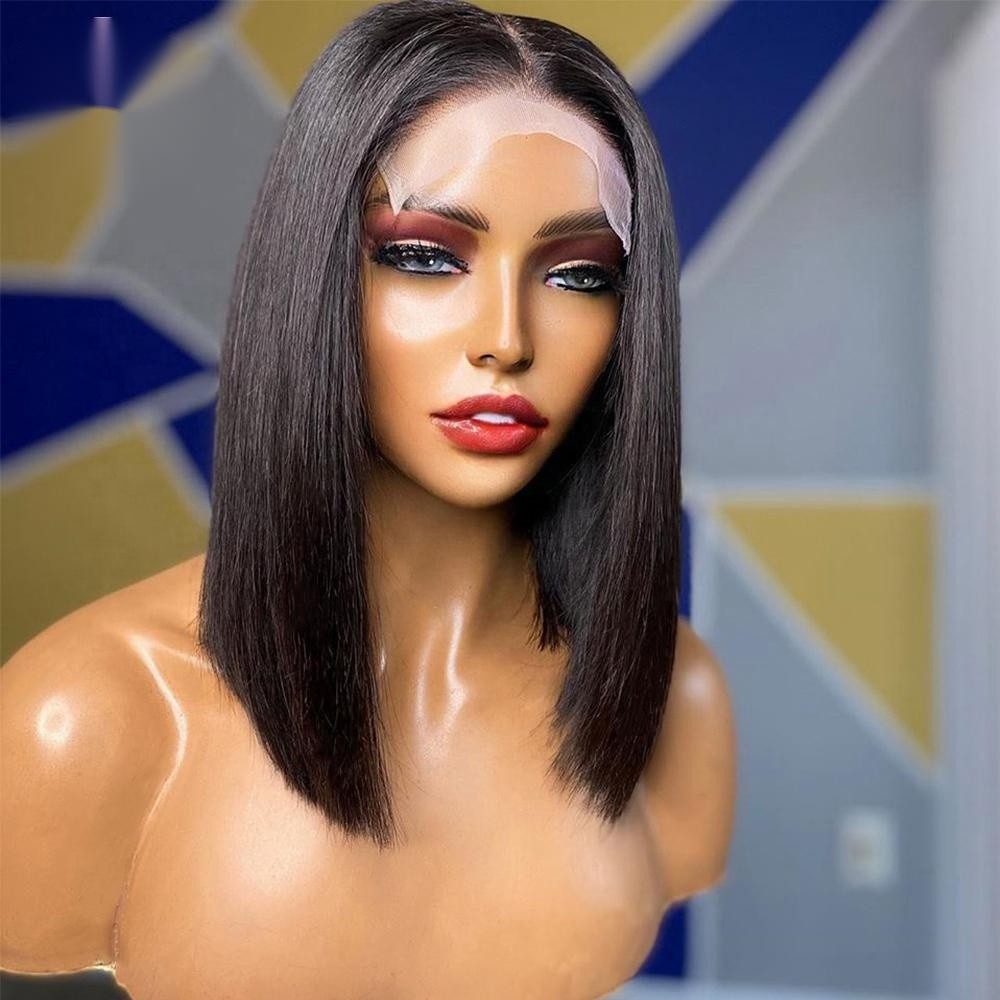Indian Raw Virgin Human Hair Bob Wigs Vendor Grade 12A Brazilian Frontal Lace Wig Pre Pluck Brazilian Hair Short Wigs