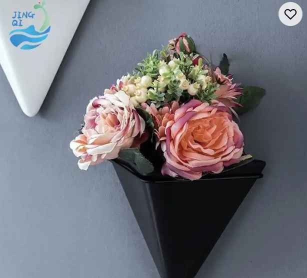 jingqi air aero decor nordic natural succulent nursery triangular wall mounted hanging flower plant basket pots & planters