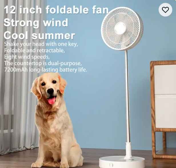 Smart home High-quality ultra-quiet soft wind vertical fan large round light height adjustable 120 rotating ractable storage fan