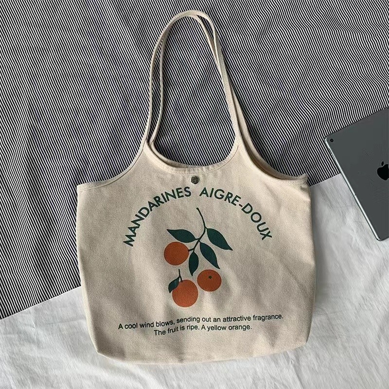 huahao lifestyle reusable green blank shoulder canvas tote bag with custom printed logo